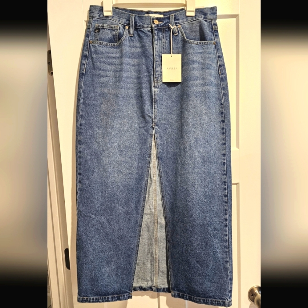 KanCan Bohme XL Denim Maxi Skirt with Slit